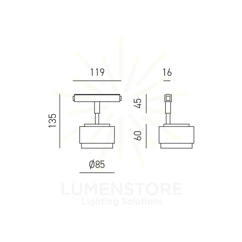 faretto da binario genova 8.5w luce calda 3000k gealuce nero