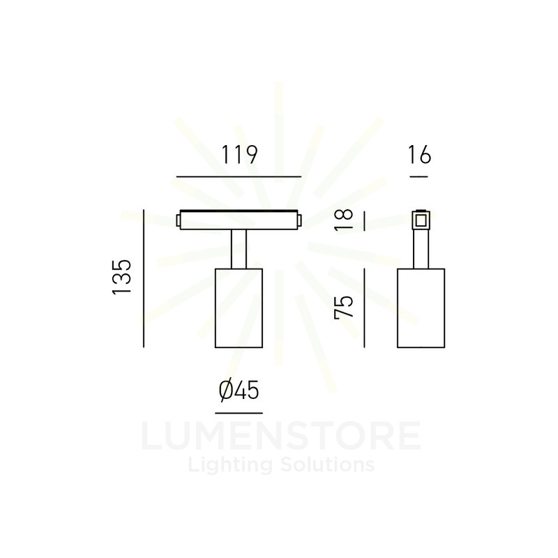 faretto da binario modena 8w luce calda 3000k gealuce oro piccolo