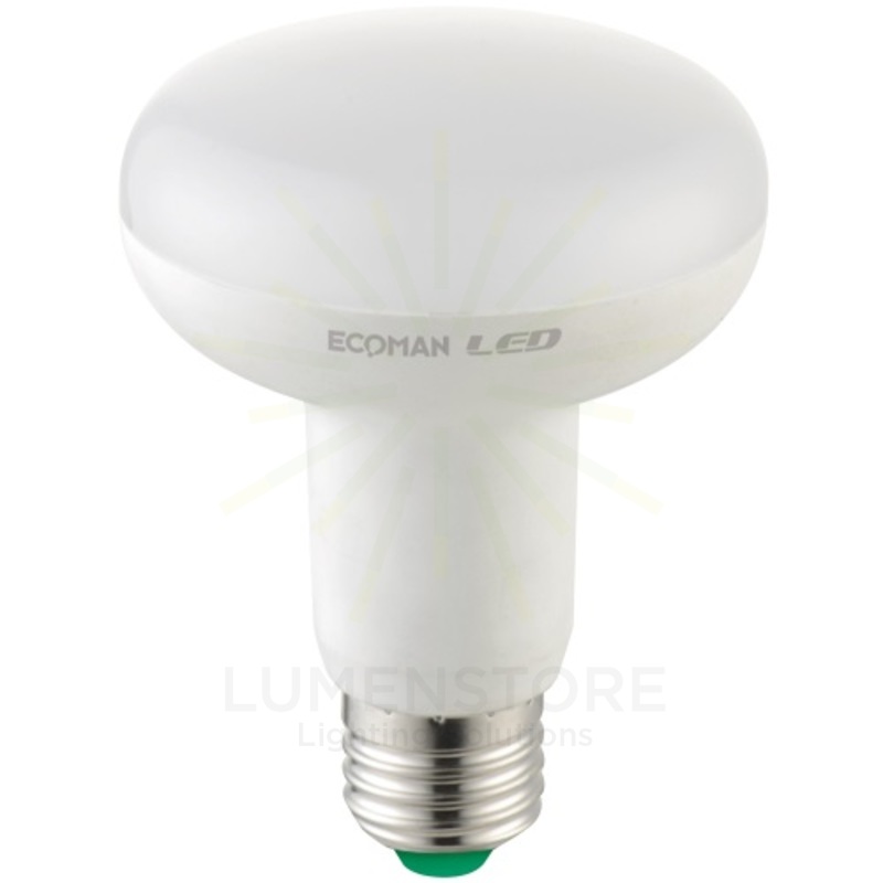 lampadina led spot r80 e27 15w luce calda 3000k ecoman vetro ghiaccio