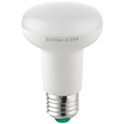 lampadina led spot r63 e27 8w luce calda 3000k ecoman vetro ghiaccio