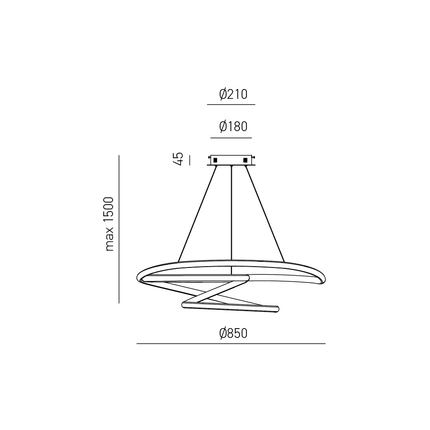 lampadario diva 80w luce calda 3000k gealuce xl titanio