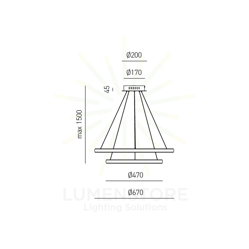 lampadario iole 40w luce calda 3000k gealuce doppio titanio