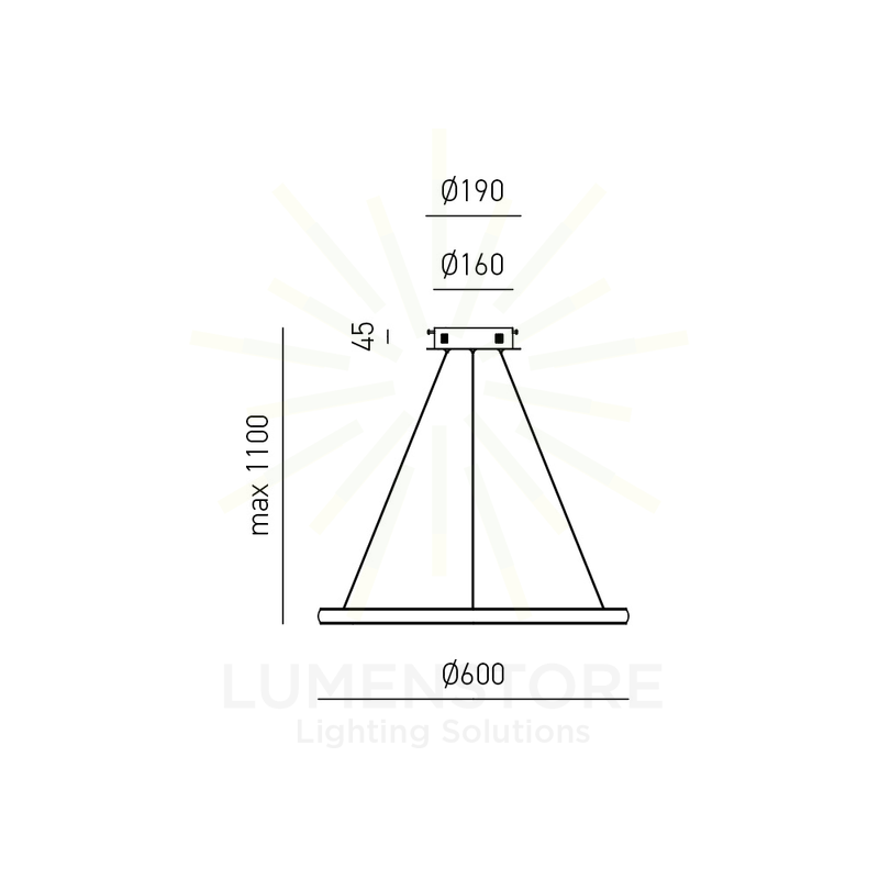 lampadario iole 28w luce calda 3000k gealuce singolo titanio