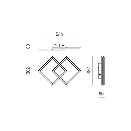 plafoniera afrodite 28w luce calda 3000k gealuce titanio 2 moduli