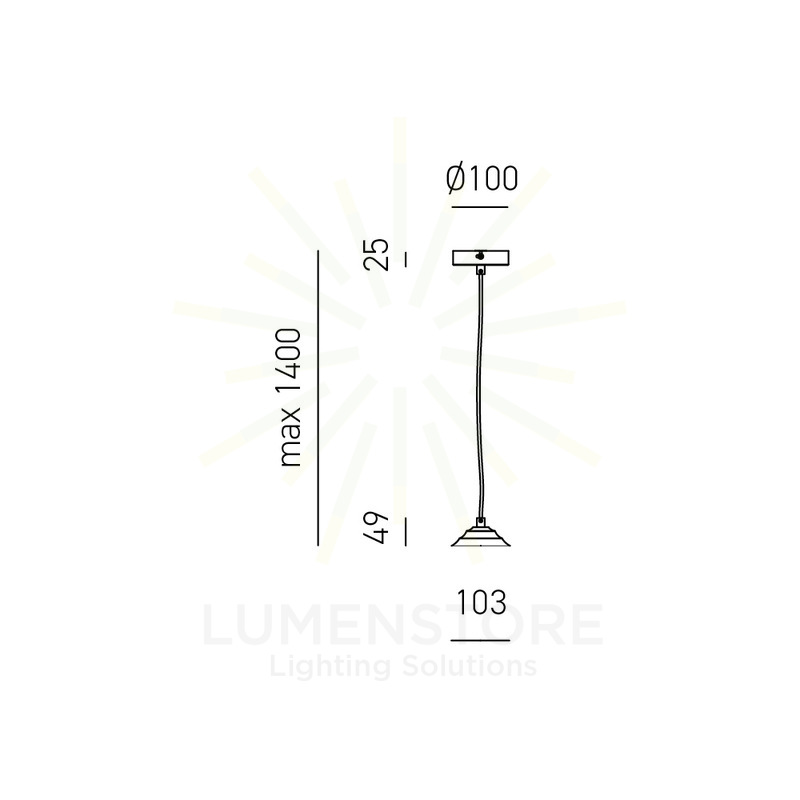 sospensione per lampadario alice e27 gealuce nero piccolo