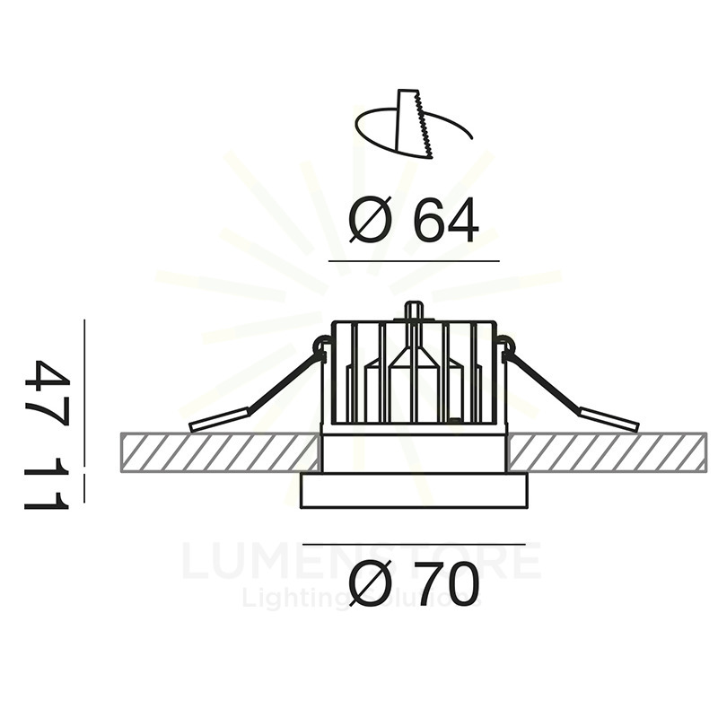 faretto da incasso danae 9w luce calda 3000k gealed tondo nero ip54