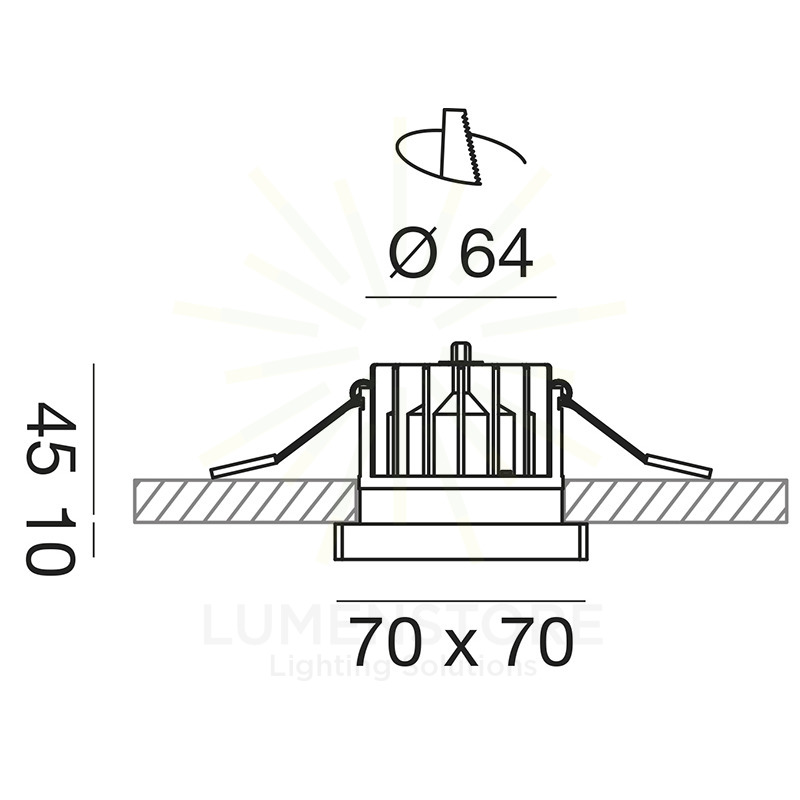 faretto da incasso danae 9w luce calda 3000k gealed quadrato bianco ip54