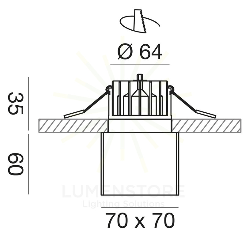 faretto da incasso faye 9w luce calda 3000k gealed quadrato bianco