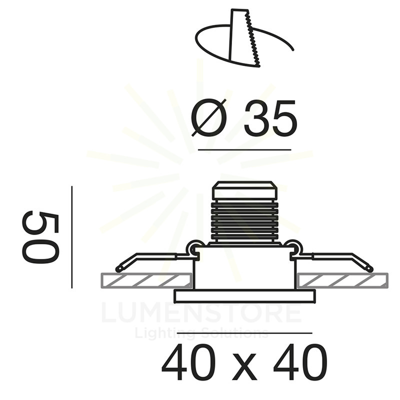 faretto elara 3w luce naturale 4000k gealed quadrato ad incasso orientabile bianco opaco