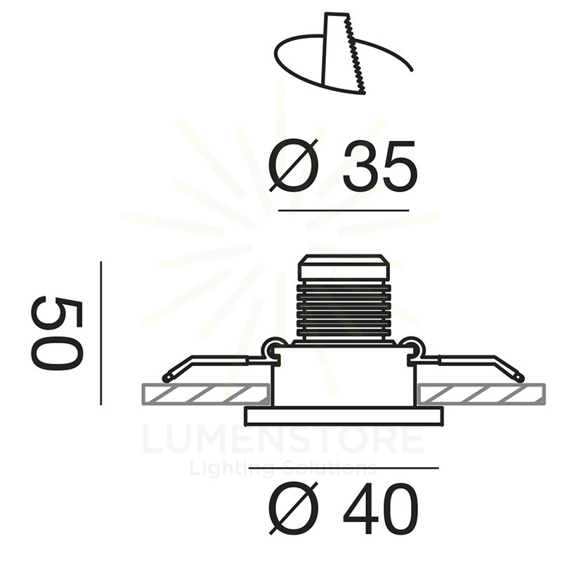 faretto elara 3w luce naturale 4000k gealed tondo ad incasso orientabile bianco opaco