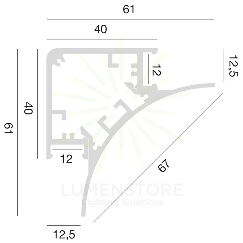 profilo in alluminio lubiana per strisce led 2mt gealed curvo bianco