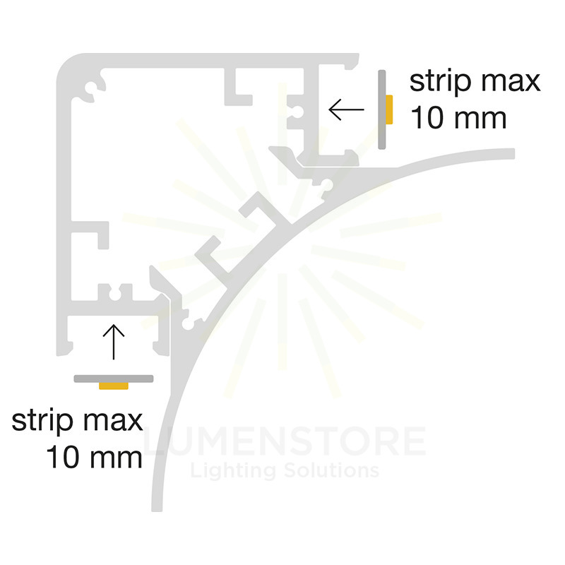 profilo in alluminio lubiana per strisce led 2mt gealed curvo oro