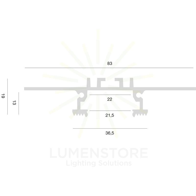 profilo in alluminio da incasso liverpool per strisce led 2mt gealed grande