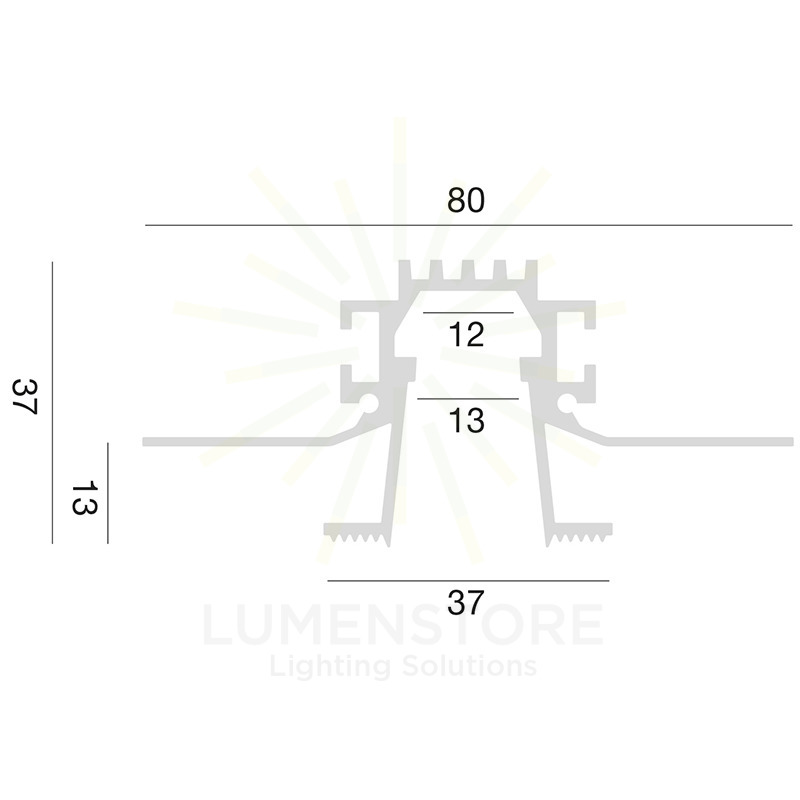 profilo in alluminio da incasso liverpool r per strisce led 2mt gealed piccolo nero