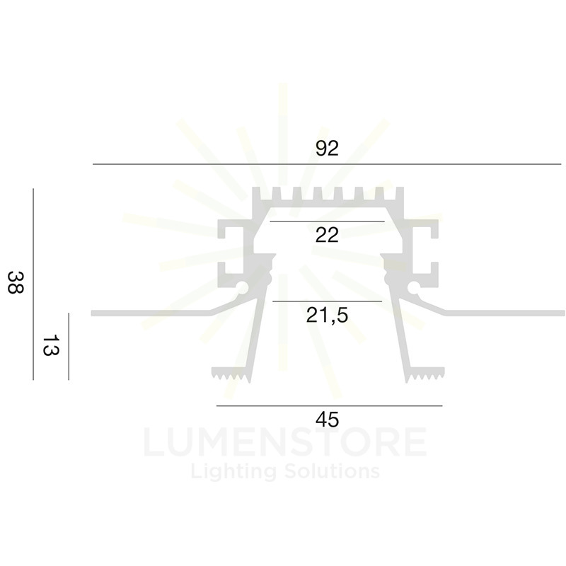 profilo in alluminio da incasso liverpool r per strisce led 2mt gealed grande oro