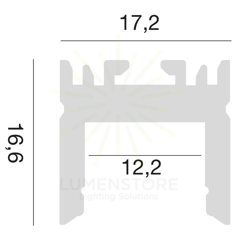 profilo in alluminio acrux per strisce led 2mt gealed