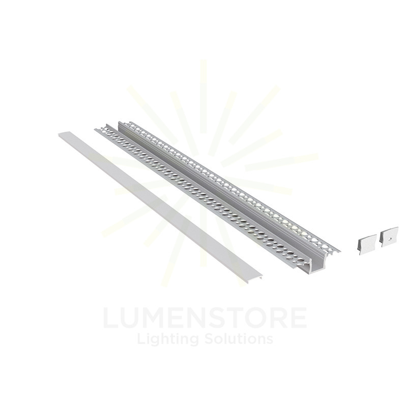 profilo in alluminio da incasso jeppe f per strisce led 2mt gealed