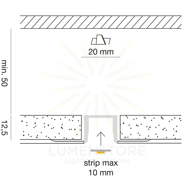 profilo in alluminio da incasso jeppe f per strisce led 2mt gealed