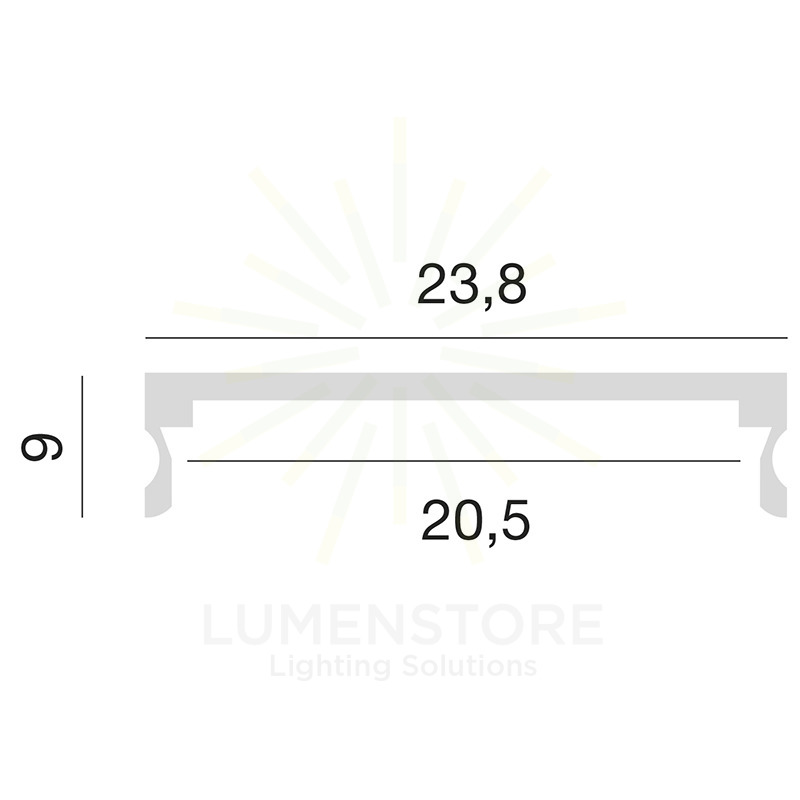 profilo in alluminio zank per strisce led 2mt gealed grande grigio