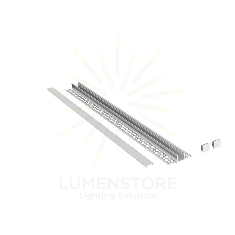 profilo in alluminio da incasso jeppe r per strisce led 2mt gealed