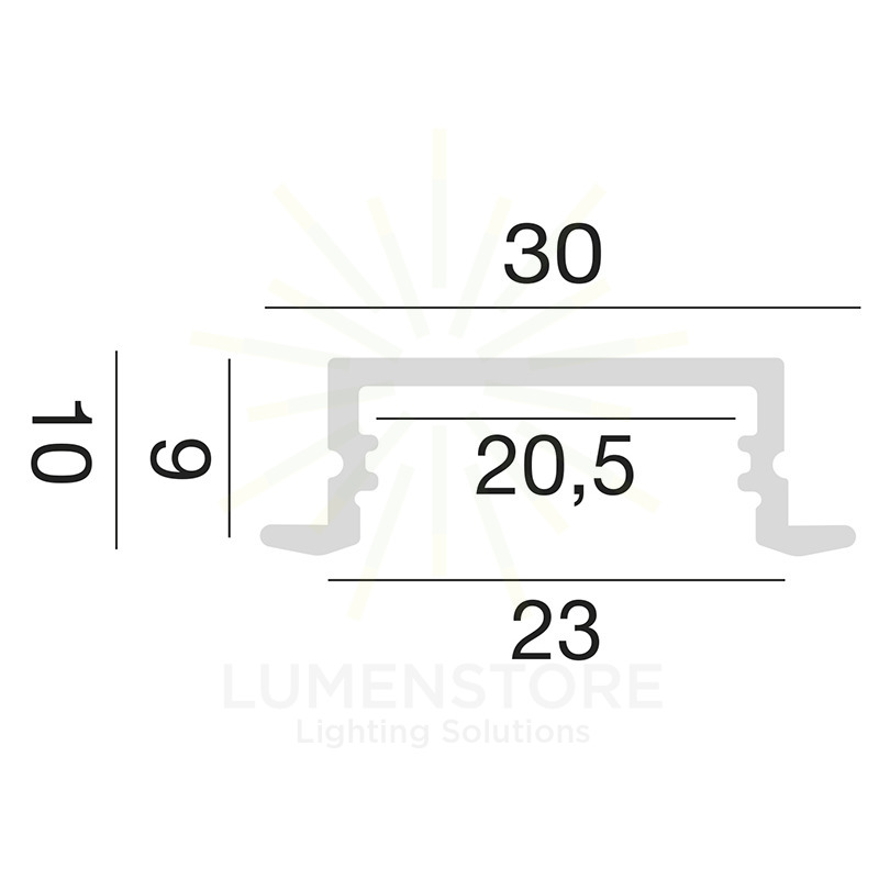 profilo in alluminio da incasso oleh per strisce led 2mt gealed grande grigio