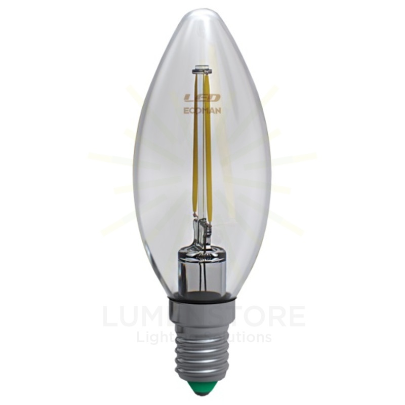 lampadina led candela e14 4w luce naturale 4000k ecoman vetro trasparente