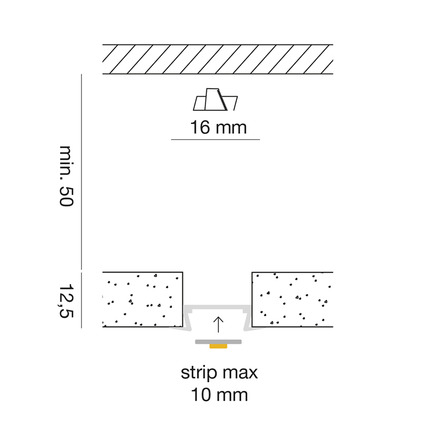 profilo in alluminio da incasso oleh per strisce led 2mt gealed piccolo grigio