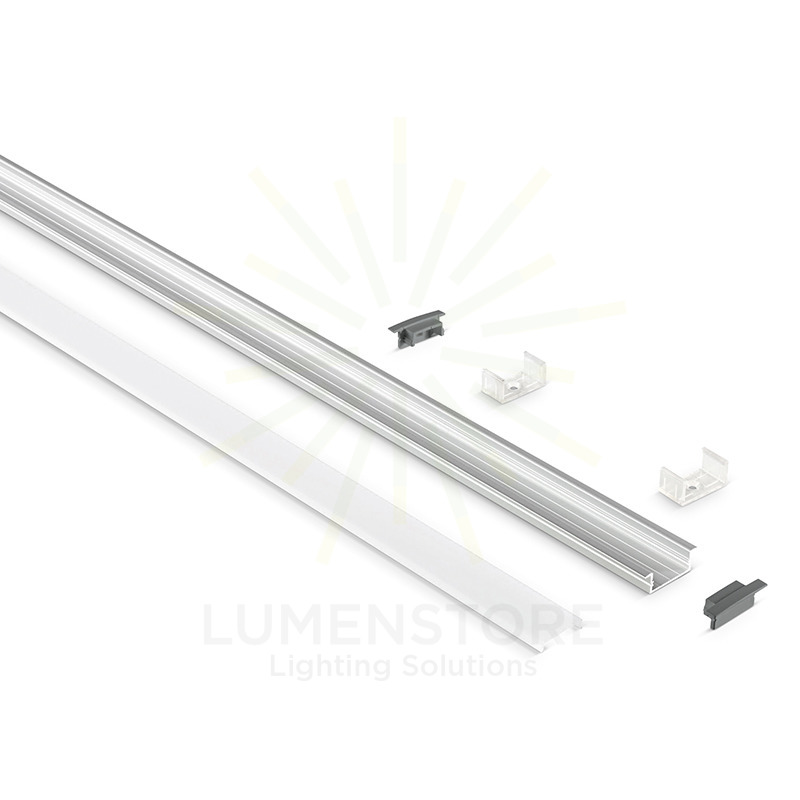 profilo in alluminio da incasso oleh per strisce led 2mt gealed grande grigio