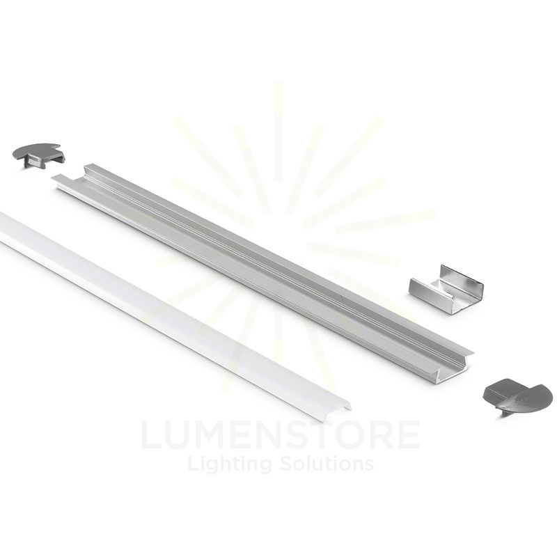 profilo in alluminio da incasso oleh per strisce led 2mt gealed piccolo grigio