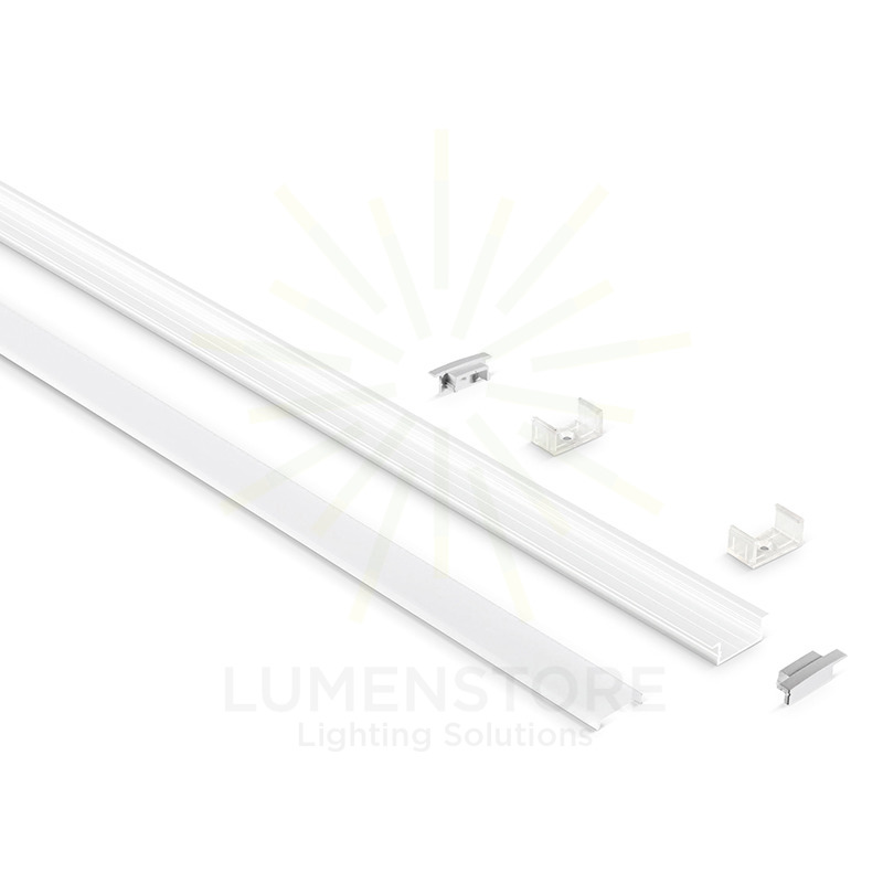 profilo in alluminio da incasso oleh per strisce led 2mt gealed grande bianco