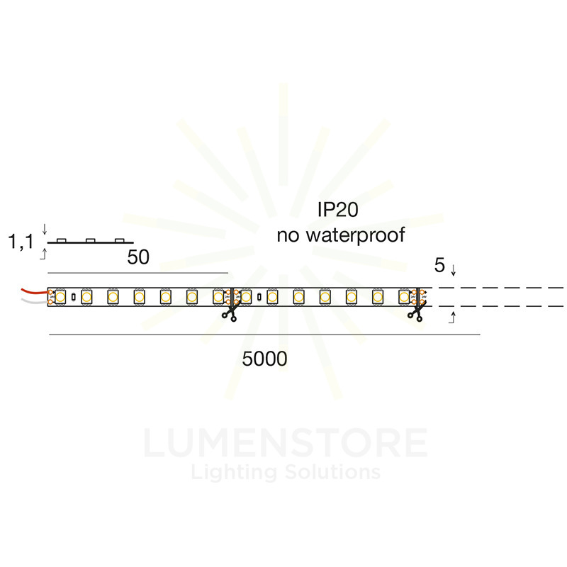 striscia led smd2835 11w/m 4000k 24v 5mt gealed gst141n