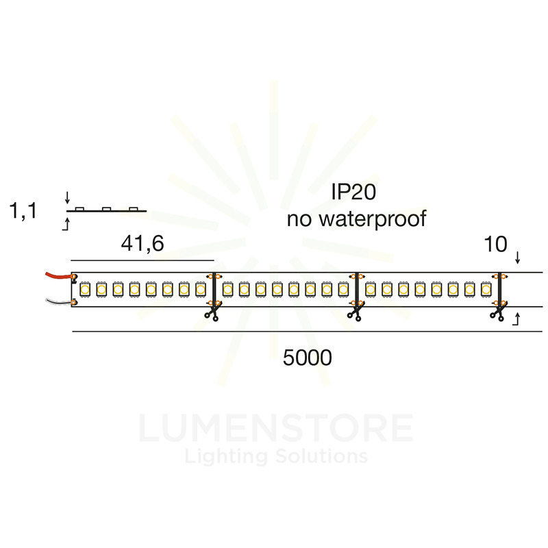 striscia led smd2835 22w/m 3000k 24v 5mt gealed gst152c