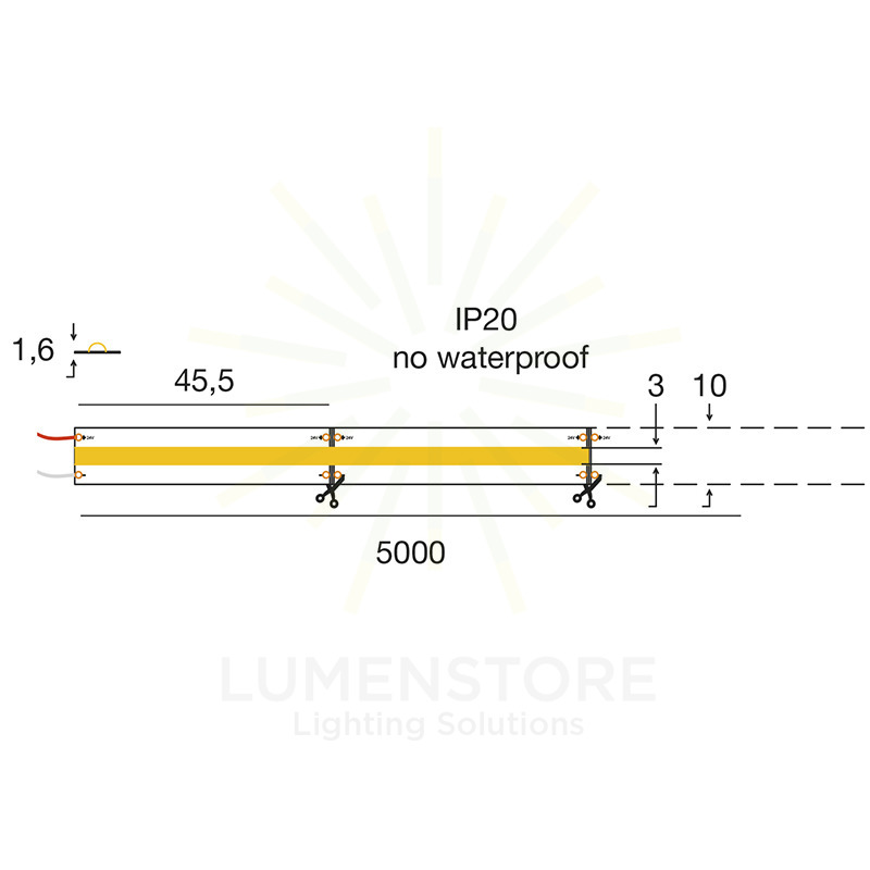 striscia led cobled 15w/m 4000k 24v 5mt gealed gst144n