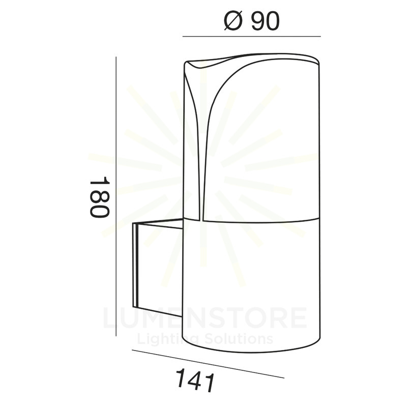 applique stele-up e27 gealed antracite ip44