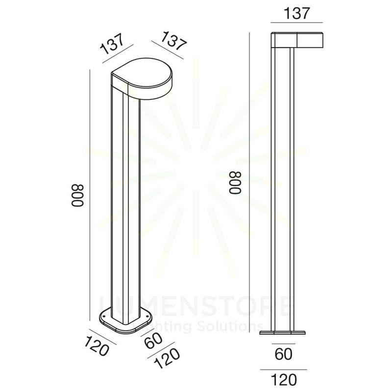 paletto stril 13w luce naturale 4000k gealed grande antracite ip65