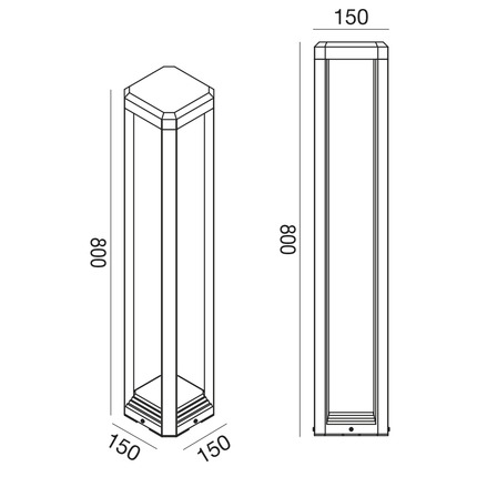 paletto paka 13w luce naturale 4000k gealed grande antracite ip65