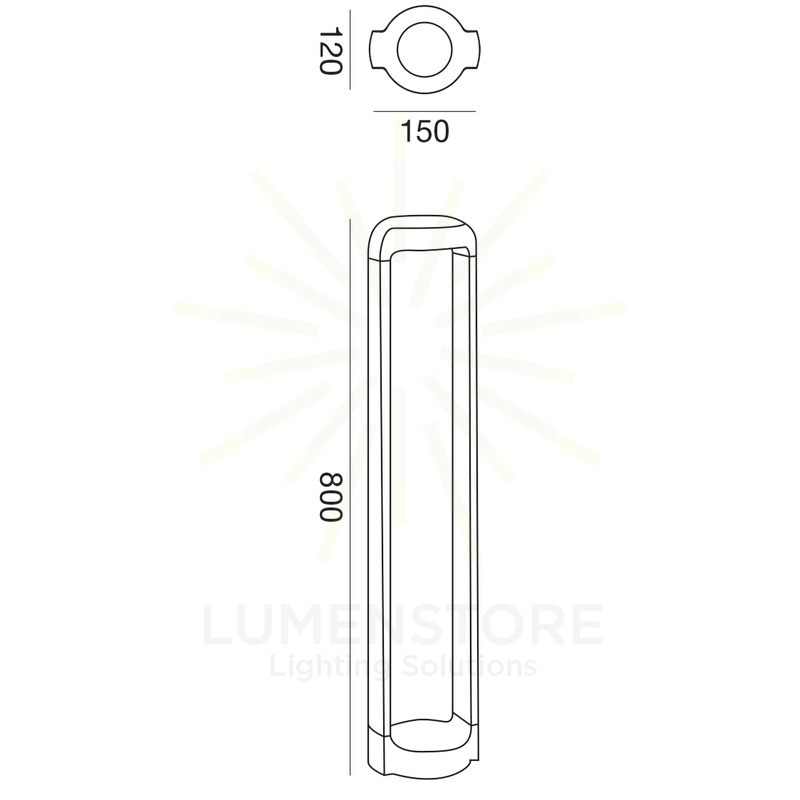 paletto eurus 13w luce naturale 4000k gealed grande grigio ip65