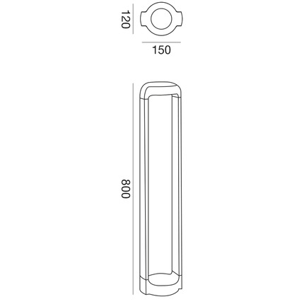 paletto eurus 13w luce naturale 4000k gealed grande antracite ip65