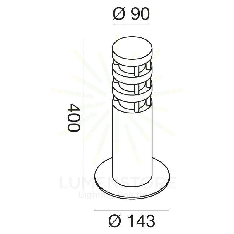 paletto zeis e27 gealed piccolo alluminio ip54