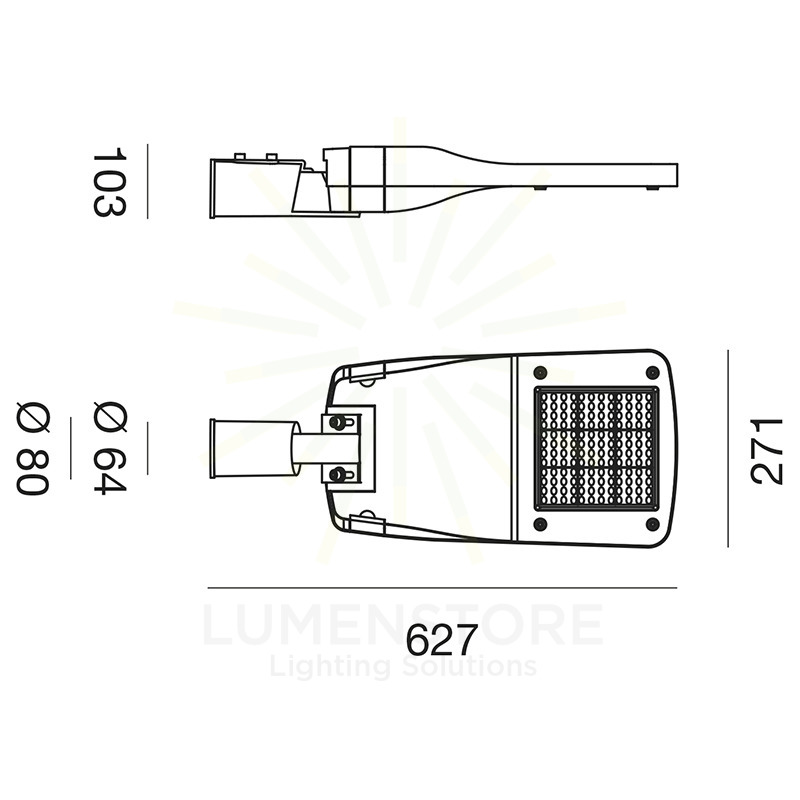 lampione ushas 100w luce naturale 4000k gealed ip66