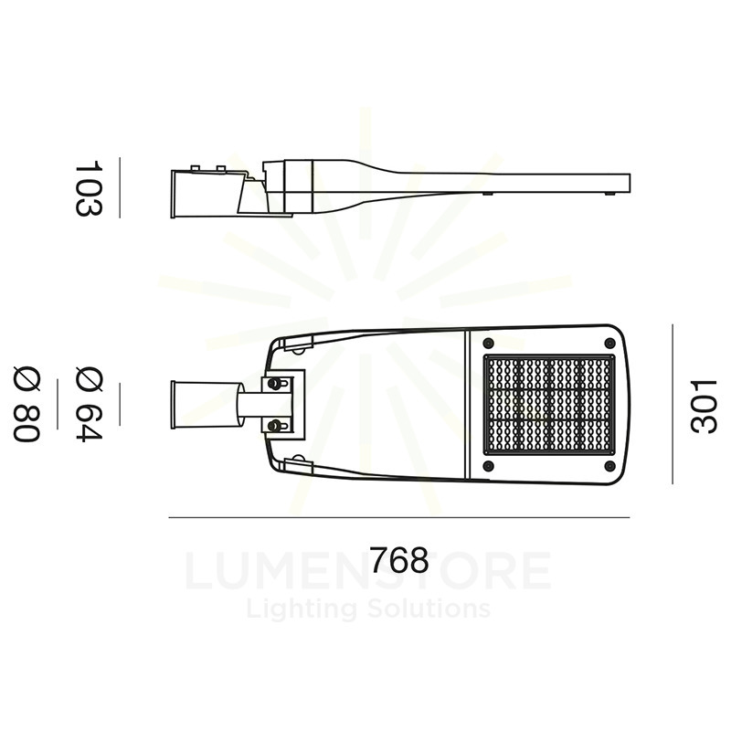 lampione ushas 150w luce naturale 4000k gealed ip66