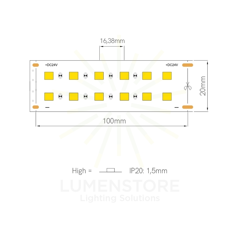 striscia led fine-55 24w/m 3000k 24v 5mt beneito faure smd5050
