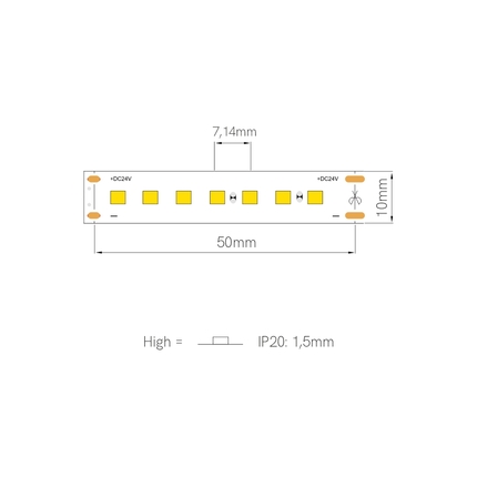 striscia led per frutteria fine-44 14.4w/m 5000k 24v 5mt beneito faure smd2835 