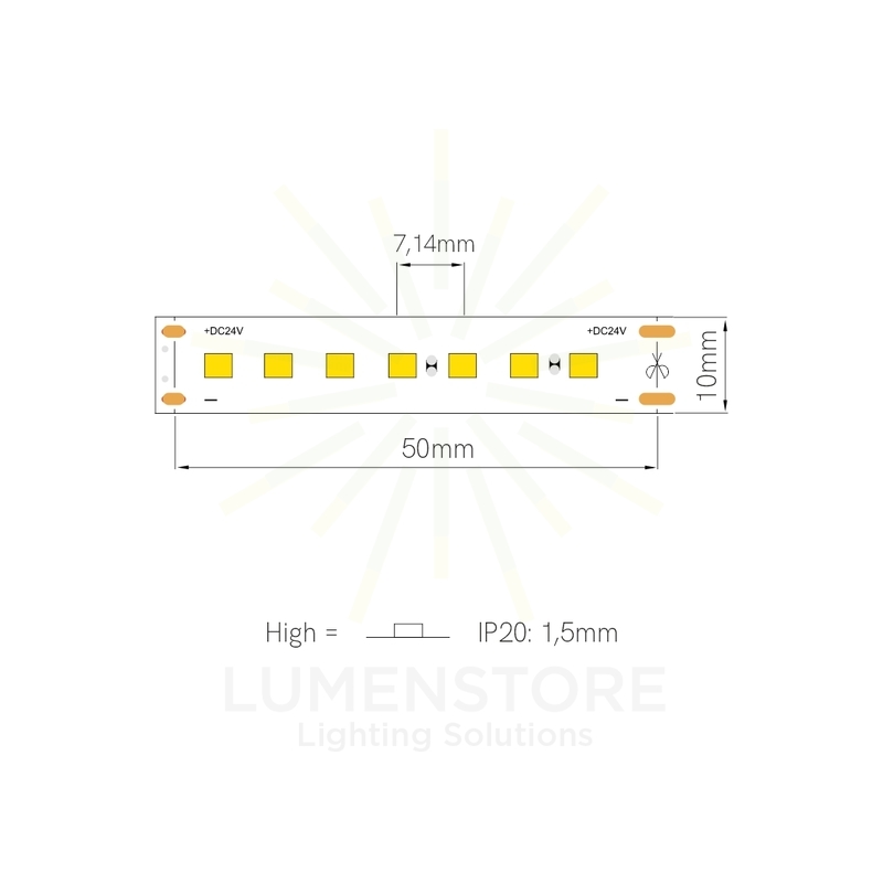 striscia led per frutteria fine-44 14.4w/m 5000k 24v 5mt beneito faure smd2835 