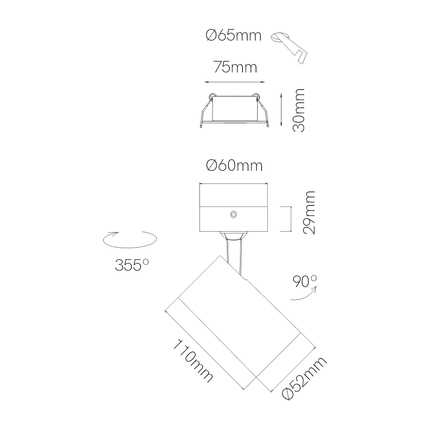 faretto picolo 9.5w 2700k/3000k/4000k beneito faure bianco