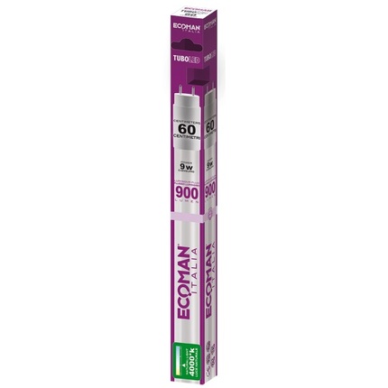 tubo led t8 g13 9w luce naturale 840 ecoman 60cm