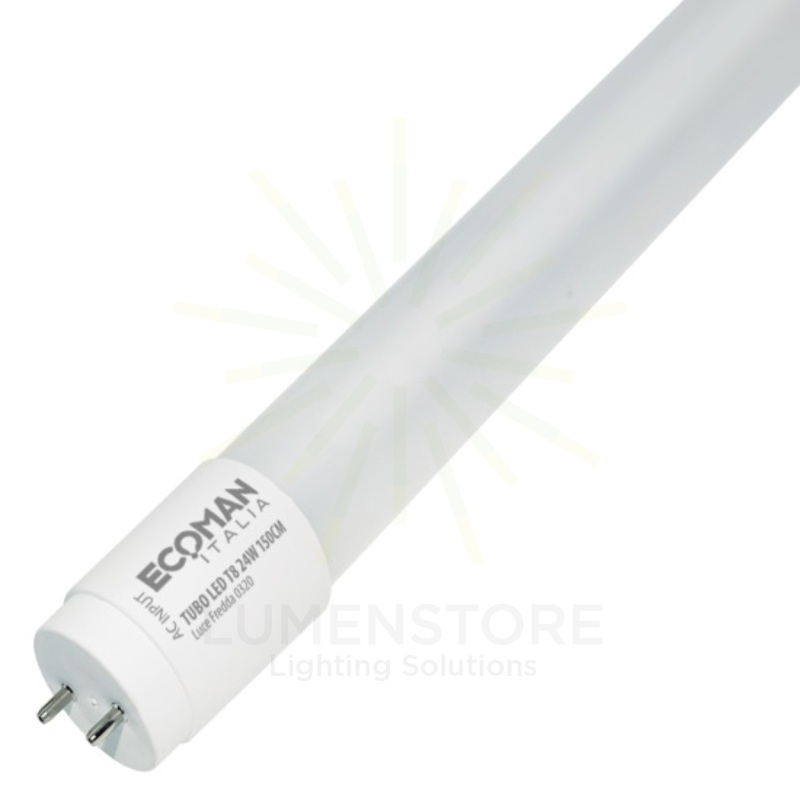 tubo led t8 g13 24w luce fredda 6500k ecoman 150cm