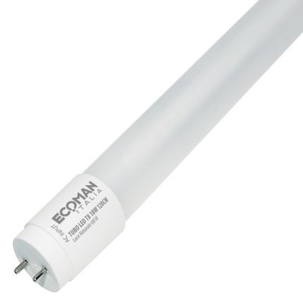 tubo led t8 g13 18w luce naturale 4000k ecoman 120cm 