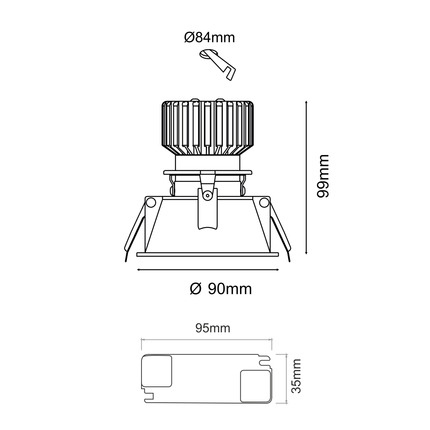 faretto da incasso tao 10w luce calda 3000k beneito faure nero ip32