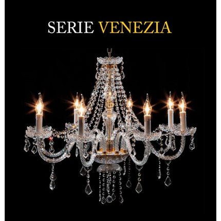 lampadario venezia 8 x e14 cristal luce